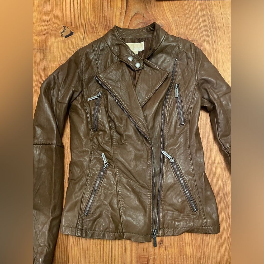 Michael Kors leather moto jacket